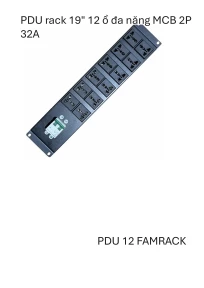 Ổ điện 19″, 12 ổ cắm 3 chấu đa dụng, công suất 30A, MCB 2P 32A 
